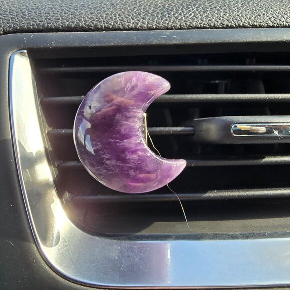 Amethyst Crystal Moon Vent Clip - Picture 5 of 8